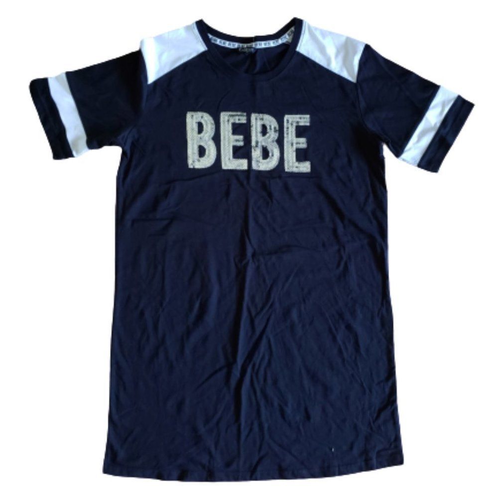 Bebe Sequin BLING Black Shirt Tee NWT